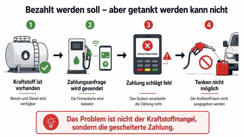 Bezahltes Benzin, aber kein Zugriff